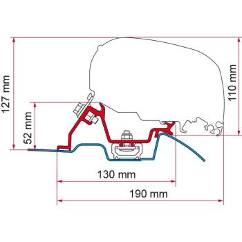 Adapter Fiamma F80s Mercedes Sprinter / VW Crafter H2 mit Schiene BJ 2006 - 2016 #98655-772