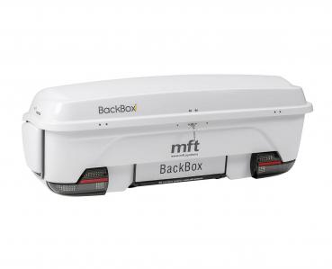 Set: Heckbox mft Backbox für die Anhängekupplung - abklappbar - Breite 1540 mm - weiß - incl.  Back Carrier Grundträger