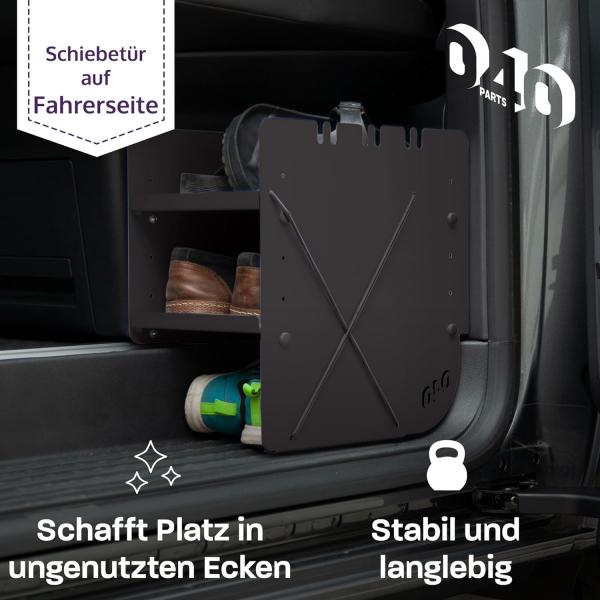 DIY Schuhregal für VW T5 / T6 / T6.1 Beifahrerseite schwarz