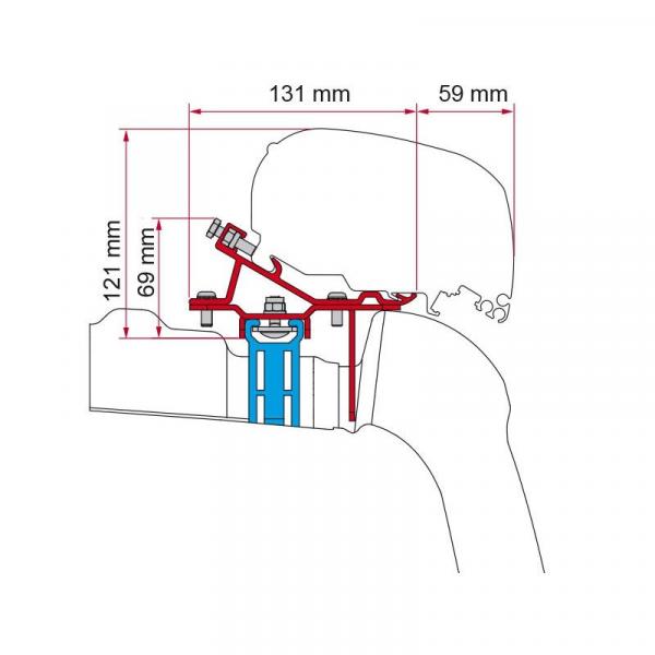 Adapter Fiamma F80s VW Crafter / MAN TGE H3 mit Schiene ab BJ 2017 #98655Z036