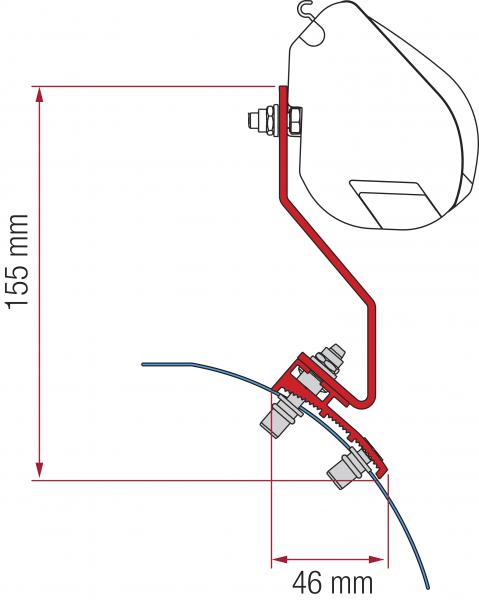 Komplettset Markise Fiamma F35pro für VW Caddy Maxi mit Aufstelldach 3/4  #98655Z109