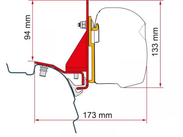 Komplettset Markise Fiamma F43van für VW Bus T5 /T6 / T6.1 mit Multirail #98655Z156